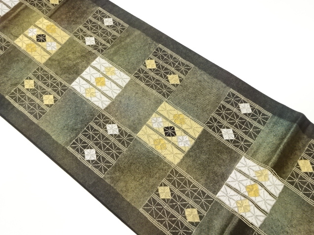 JAPANESE FUKURO OBI / WOVEN GRID